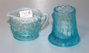 Small Opalescent Creamer and Toothpick Holder