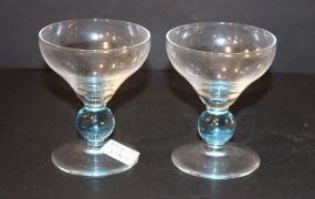 Two Blue and Clear Glasses