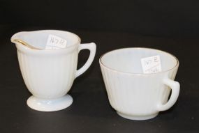 Opalescent with Gold Trim Cup and Creamer