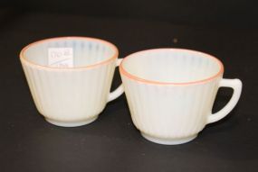 Two Opalescent with Peach Trim Cups