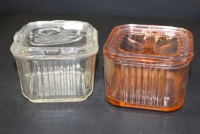 Two Square Refrigerator Glass Storage Containers