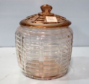 Pink Depression Glass Cookie Jar