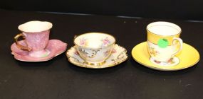Bavarian Cup/ Saucer, English Bone China Yellow Cup/ Saucer, Japanese Pink Lusterware Cup/ Saucer