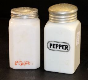 Two Milk Glass Pepper Shakers