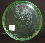 Green Depression Tray wit Flower Design