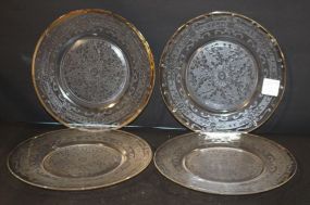 Four Clear with Silver Trim Depression Plates