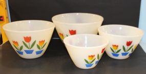 Four Fire King Mixing Bowls