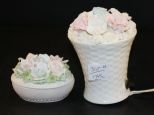 Porcelain Covered Dish and Small Nightlight Lamp