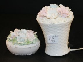 Porcelain Covered Dish and Small Nightlight Lamp