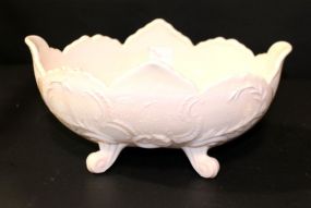 Pink Milk Glass Footed Center Bowl