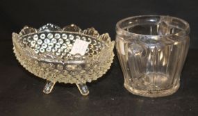 Clear Double Handle Spooner and Footed Dish