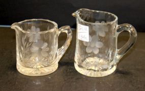 Two Flower Etched Creamers