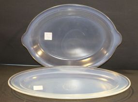 Two Opalescent Fry Oven Glass Oval Trays
