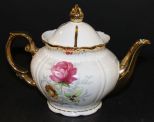 Gold Trimmed with Flowers Tea Pot