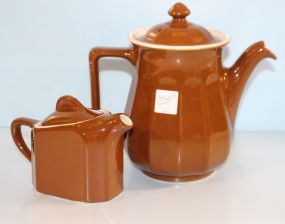 Brown Hall Tea Pot and Creamer