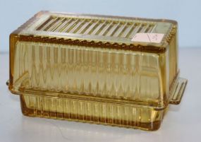Amber Depression Butter Dish