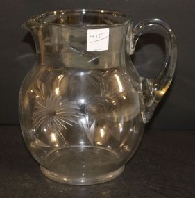 Clear Pitcher with Etched Flowers