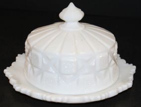 Milk Glass Covered Butter Dish