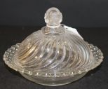 Clear Pressed Glass Covered Butter Dish