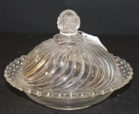 Clear Pressed Glass Covered Butter Dish