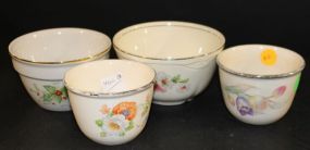 Homer Laughing Virginia Rose Bowl, Hall Bowl, Tow Hot Oven Custard Cups \
