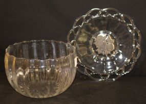 Etched Fruit Plate and Clear Center Bowl