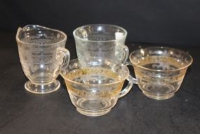 Four Clear Pieces of Depression Glass