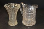 Pressed Glass Creamer and Vase