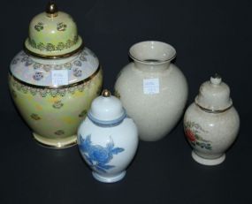 Three Various Size Ginger Jars and Vase