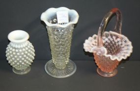 Three Small Obnail Vases