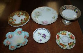 Group of Porcelain Handpainted Plates, Nippon Compote, and Dishes