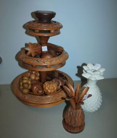 Handcarved Three Tier Stand with Fruit