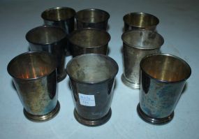 Nine Sheridan Silverplate Beakers
