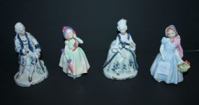 Pair Ardco Porcelain Figurines of Gent and Lady, and Two Porcelain Figurines of Young Girl
