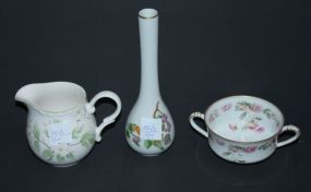 Hand Painted Vase, Small Bouillon, Creamer