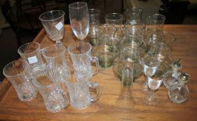 Grouping of Glass Candleholders, Glasses, Mugs