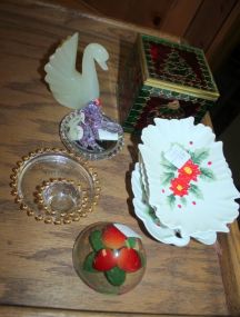 Faux Stain Glass Box, Onyx Swan, Bone Dishes