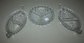Three Divided Glass Dishes