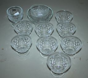 Eight Sorbet Glasses, Glass, Three Bowls