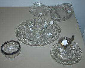 Nine Pieces of Various Glass Serving Pieces