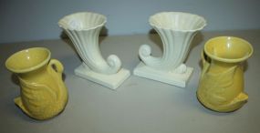 Two Cornicopia Pottery Vases and Two Swan Ceramic Vases