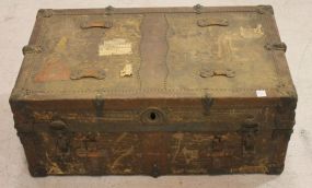 Old Metal Trunk with Vintage Doll Clothes