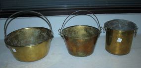 Brass Pail, Pail, and Brass Pot