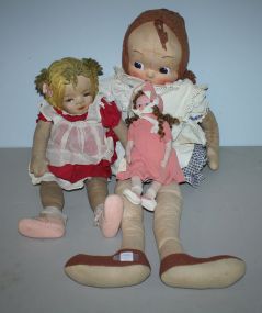 Three Vintage Cloth Dolls