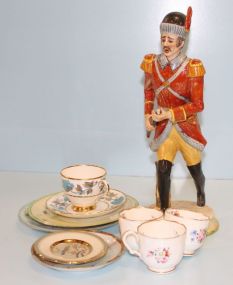 Italian Ceramic Figure of Soldier Cups, Cup/ Saucer