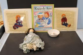 Doll, Bobbs- Merrill Plastic Bowl of Ragedy Ann/ Andy, Stitchwork