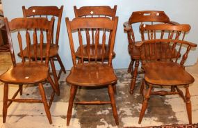 Four Maple Side Chairs and Two Captains Chairs