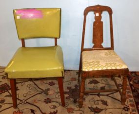 Vintage Green Plastic Upholster Chair and Side Chair
