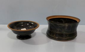 Pottery Compote and Bowl