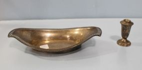Sterling Oval Reticulated Basket, Sterling Candlestick